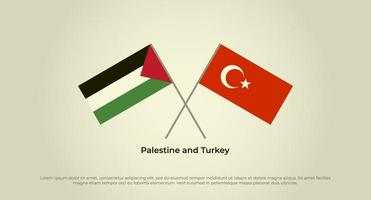 Crossed flags of Palestine and Turkey. Official colors. Correct proportion vector