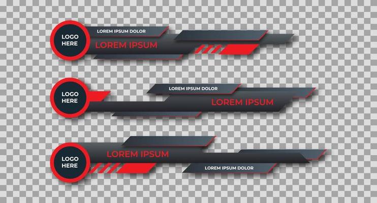 Three geometric lower third banners set design. Modern geometric lower third banner template design. Colorful lower thirds set template vector. Modern, simple, clean design style