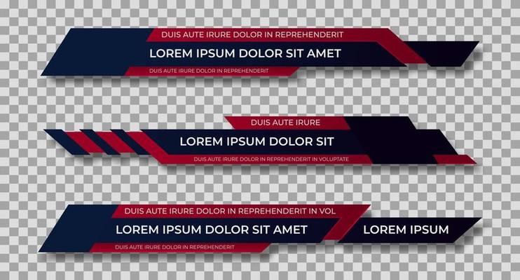 Lower third template. Set of TV banners and bars for news and sport channels, streaming and broadcasting. Collection of lower third for video editing on transparent background