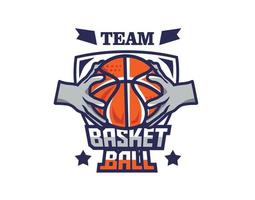 minimalis shield Basketball ball logo for teams and events vector