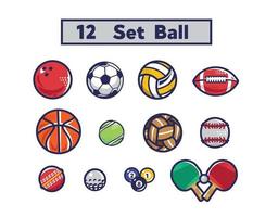 12 sets of balls for all games for logo and poster vector