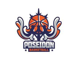 minimalis shield Basketball ball logo for teams and events vector