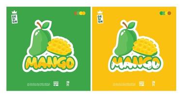 cute mango logo concept with a blend of 2 colors vector