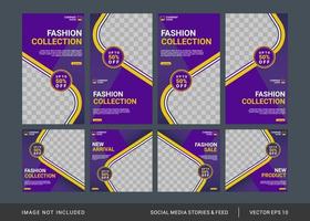 fashion social media post and stories template vector