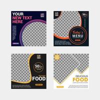 Food social media post templates design vector