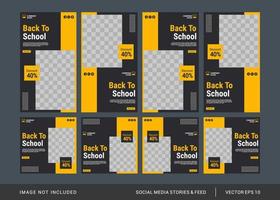 plantilla de publicación e historias de redes sociales de regreso a la escuela vector