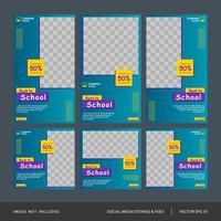 Back to school social media post and stories template vector