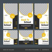 Back to school social media post and stories template vector