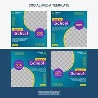 Back to school social media post template vector