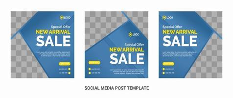 Fashion social media posts template with photo vector
