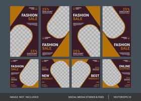 fashion social media post and stories template vector