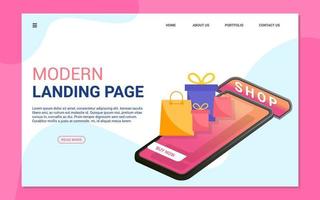 Landing page template for business. Modern web page design concept layout for website. Vector illustration.