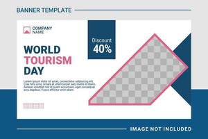 Travel web banner and landing page template vector