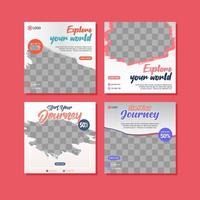 Travelling social media post templates design vector