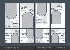 plantilla de publicación e historias de redes sociales de moda vector