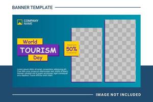 Travel web banner and landing page template vector