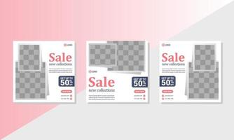 Minimal Fashion social media sale template vector