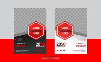 Red corporate book cover design template vector