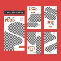 Food social media post templates design vector