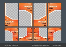 Gradient fashion social media post and stories template vector