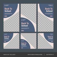 Back to school social media post and stories template vector