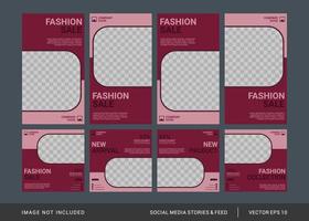 fashion social media post and stories template vector