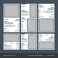 fashion social media post and stories template vector