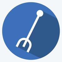 Gardening Fork Icon in trendy long shadow style isolated on soft blue background vector