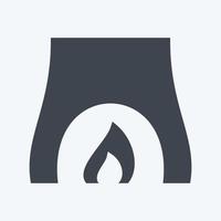Fireplace Icon in trendy glyph style isolated on soft blue background vector