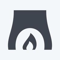 Fireplace Icon in trendy glyph style isolated on soft blue background vector