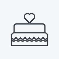 Wedding Cake I Icon good for printing in trendy line style isolated on soft blue background vector