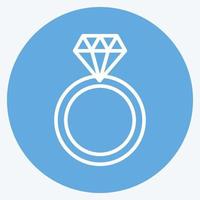 Diamond ring Icon good for printing in trendy blue eyes style isolated on soft blue background vector