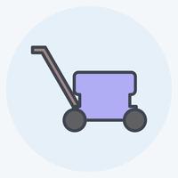 Lawn Mower Icon in trendy color mate style isolated on soft blue background vector