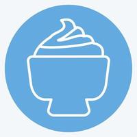 Cream Bowl Icon in trendy blue eyes style isolated on soft blue background vector