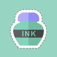 Ink Bottle Sticker in trendy line cut isolated on blue background vector