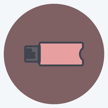 Flash Drive Icon in trendy color mate style isolated on soft blue background vector
