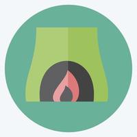 Fireplace Icon in trendy flat style isolated on soft blue background vector