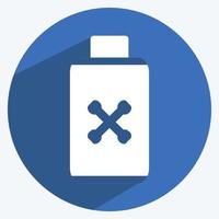 Pesticide Bottle Icon in trendy long shadow style isolated on soft blue background vector