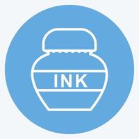 Ink Bottle Icon in trendy blue eyes style isolated on soft blue background vector