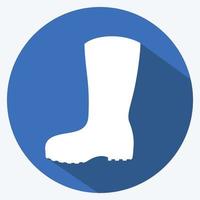 Gardening Boots Icon in trendy long shadow style isolated on soft blue background vector