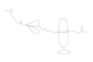 One line drawing podcast microphone, podcast concept. Vector illustration.