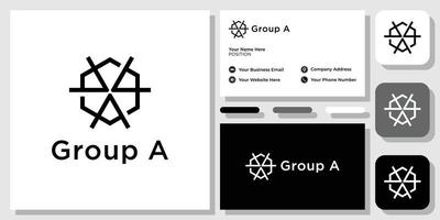 group a hexagon initial letter capital with business card template vector
