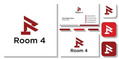 room 4 combination symbol number initial letter abstract with business card template vector