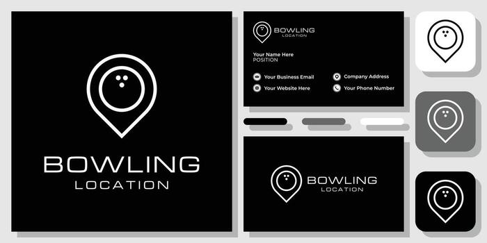bowling location symbol place game hobby activity with business card template vector