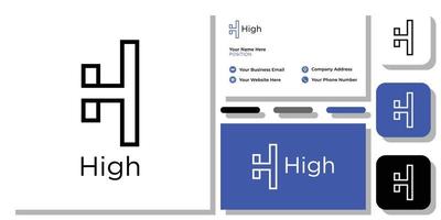 high symbol initial letter abstract with business card template vector