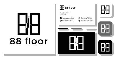 88 floor symbol abstract buildings landmark square shape with business card template vector