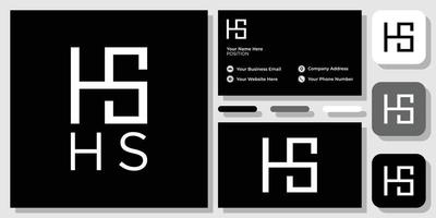 hs initial letter alphabet capital square shape with business card template vector