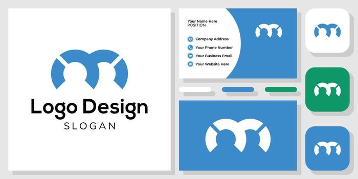 logo design symbol combination abstract initial letter technology with business card template vector