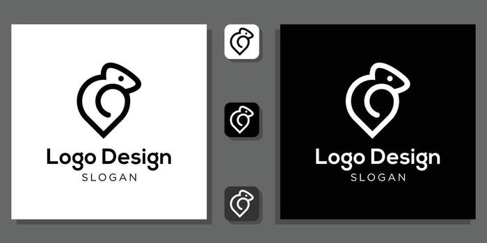 logo design symbol combination chameleon location shape with app template vector