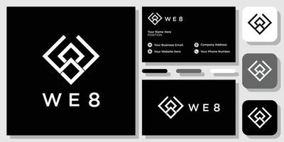 we 8 symbol combination number initial geometric shape with business card template vector